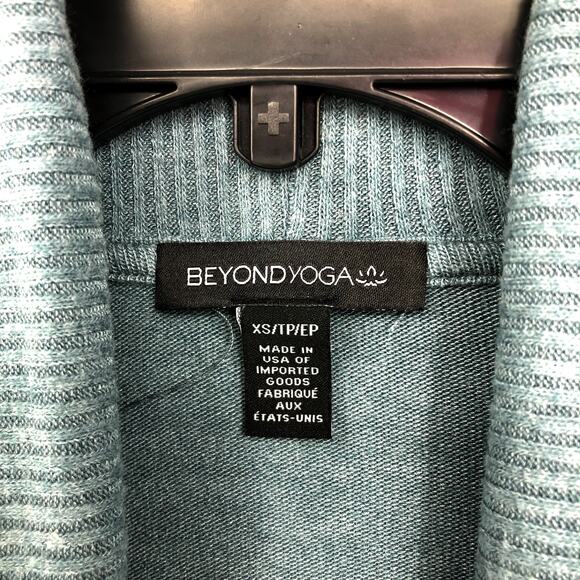 BEYOND YOGA Women's Soften Up Cardigan Sweater XS Green Storm Open Front NWOT - Picture 9 of 11